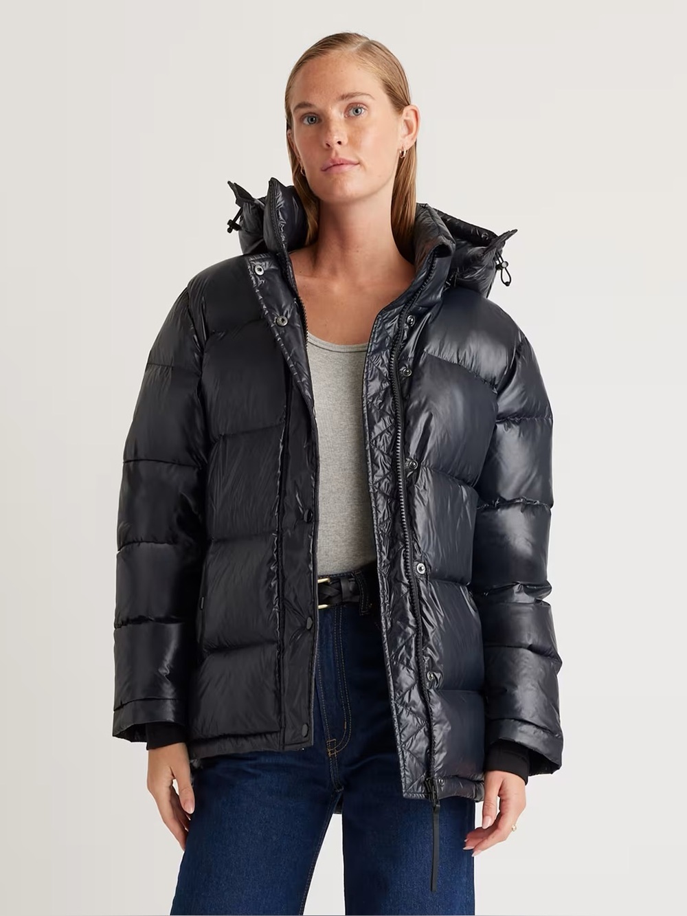 Quince Responsible Down Puffer Jacket in Shiny Black